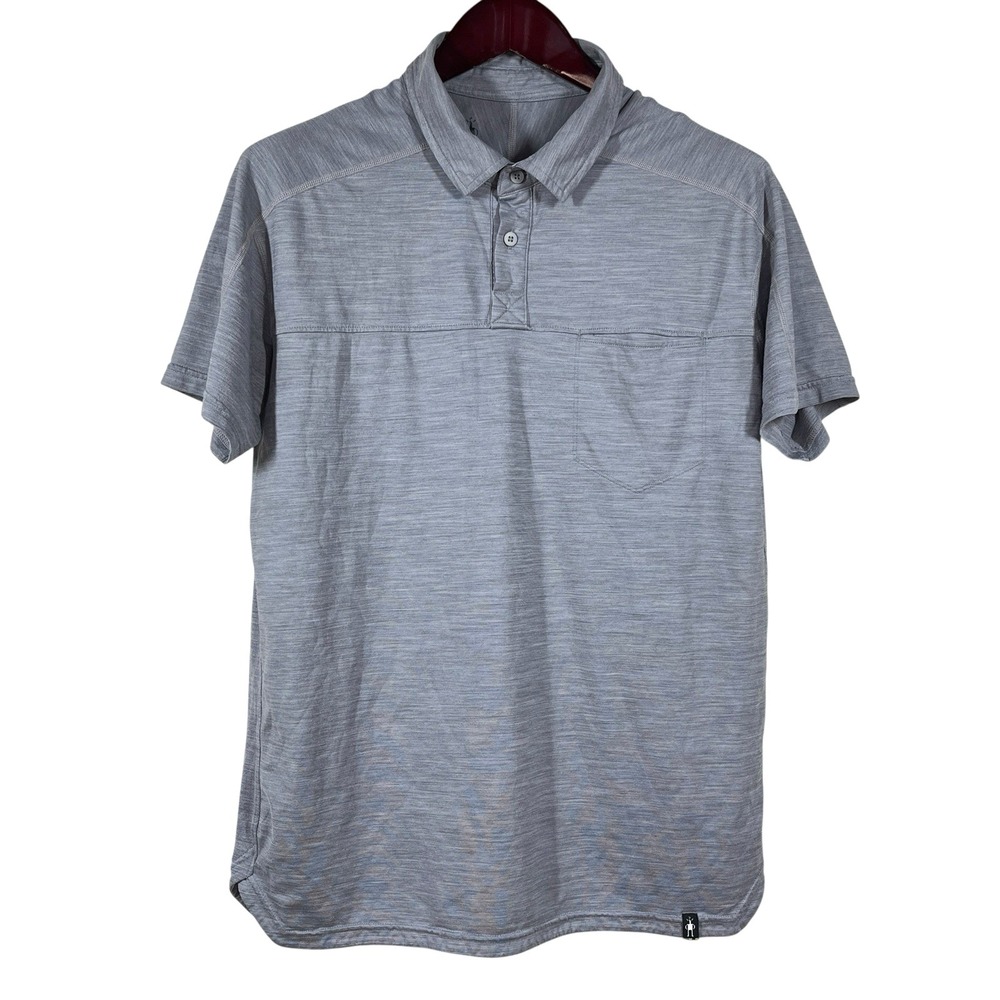 SmartWool Merino 150 Active Mesh Polo Mens M Gray Wicking Breathable Comfort